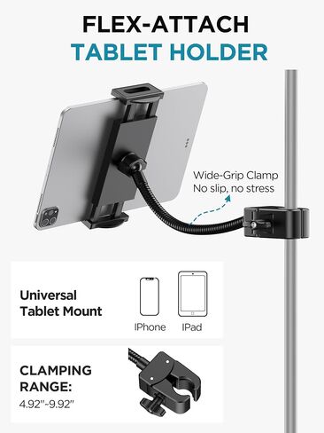 InnoGear Microphone Stand Floor, Adjustable Tripod Boom Mic Stand with Tablet Phone Holder Carrying Bag 2 Mic Clips 3/8" to 5/8" Adapter for Blue Yeti SM58 SM48 Fifine K669B, Podcast Singing Stage in Kuwait