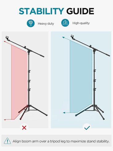 InnoGear Microphone Stand Floor, Adjustable Tripod Boom Mic Stand with Tablet Phone Holder Carrying Bag 2 Mic Clips 3/8" to 5/8" Adapter for Blue Yeti SM58 SM48 Fifine K669B, Podcast Singing Stage in Kuwait