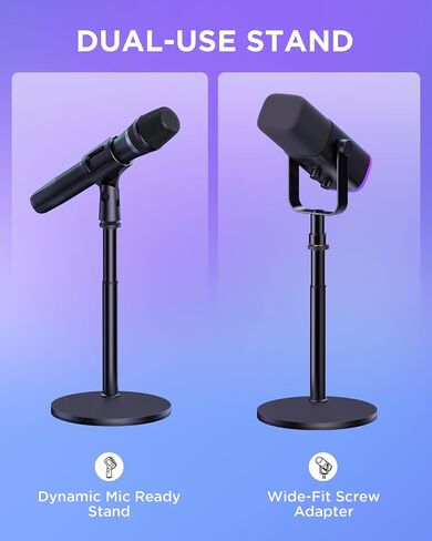 InnoGear Desktop Microphone Stand, Telescopic Table Mic Stand for Desk Adjustable with Mic Clip 5/8" to 3/8" Screw for Blue Yeti HyperX QuadCast SoloCast Snowball Fifine Shure SM7B and Other Mic in Kuwait