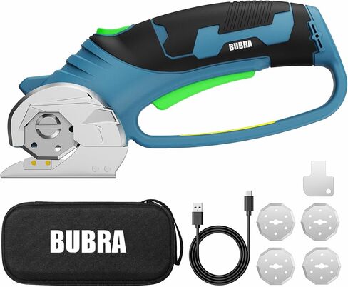 Cordless Electric Scissors for Cardboard Cutter with 4 SK5 Blades | 4V Electric Box Cutter, 1/3" Cutting Capacity, 2000mAh Battery, Power Cutter for Fabric Carpet Leather - Blue in Saudi Arabia