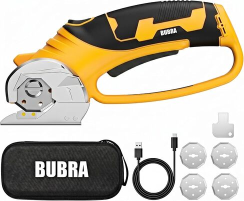 Cordless Electric Scissors 4V Rechargeable Cardboard Cutter with 4 SK5 Blades, 2000mAh Battery, LED Light, Electric Box Cutter 1/3" Cutting Capacity Power Cutter for Fabric Carpet Leather - Blue in Saudi Arabia