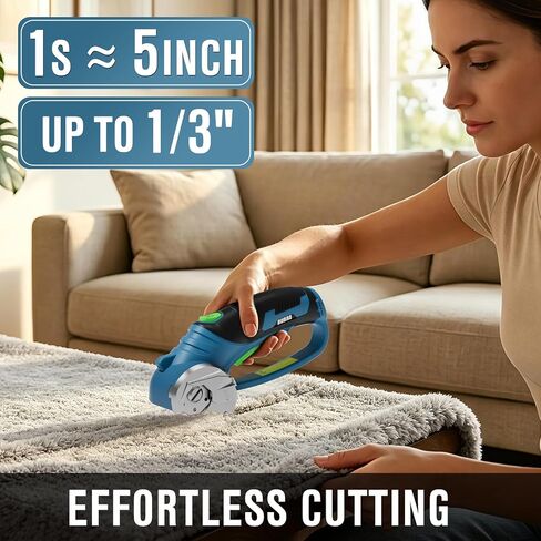 Cordless Electric Scissors for Cardboard Cutter with 4 SK5 Blades | 4V Electric Box Cutter, 1/3" Cutting Capacity, 2000mAh Battery, Power Cutter for Fabric Carpet Leather - Blue in Saudi Arabia