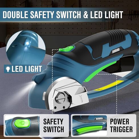 Cordless Electric Scissors for Cardboard Cutter with 4 SK5 Blades | 4V Electric Box Cutter, 1/3" Cutting Capacity, 2000mAh Battery, Power Cutter for Fabric Carpet Leather - Blue in Saudi Arabia
