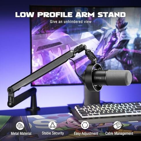 FIFINE Dynamic Microphone and Low Profile Arm Stand Set, XLR/USB Podcast Recording PC Mic for Vocal Streaming Bundle with Metal Boom Arm, Mute Button, Headphones Jack for Gaming Studio (K688+BM88) in Saudi Arabia