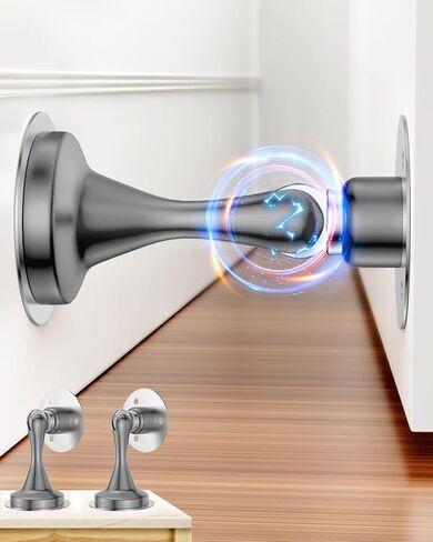Door Stoppers Magnetic Door Catch, 2 Pack Stainless Steel Magnetic Door Stop, Double-Sided Adhesive Tape, No Drilling, Screws for Stronger Mount, Holder Your Door Open for Wide Doors in Kuwait