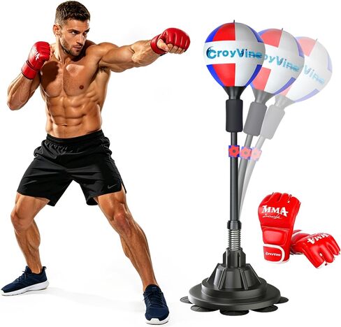 Freestanding Reflex Punching Bag, Height Adjustable Speed Punching Ball for Adults & Teens, Home Gym Boxing Equipment for Training, Reflex, Fitness & Body Shaping in Kuwait