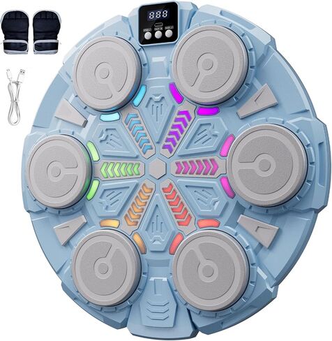Music Boxing Machine for Kid/Adults, Music Punching Machine with Rhythm Light, Smart Bluetooth Boxing Equipment with Glove, Sports Toy Gift for Ages 3-12 Year Old in Kuwait
