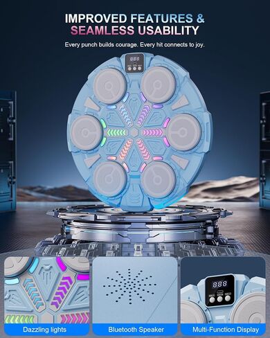 Music Boxing Machine for Kid/Adults, Music Punching Machine with Rhythm Light, Smart Bluetooth Boxing Equipment with Glove, Sports Toy Gift for Ages 3-12 Year Old in Kuwait