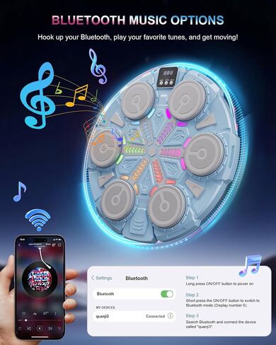 Music Boxing Machine for Kid/Adults, Music Punching Machine with Rhythm Light, Smart Bluetooth Boxing Equipment with Glove, Sports Toy Gift for Ages 3-12 Year Old in Kuwait