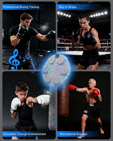 Music Boxing Machine for Kid/Adults, Music Punching Machine with Rhythm Light, Smart Bluetooth Boxing Equipment with Glove, Sports Toy Gift for Ages 3-12 Year Old in Kuwait