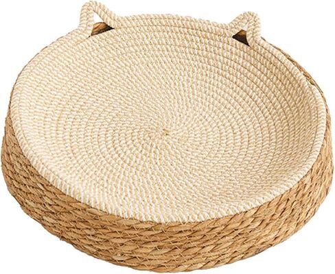 Summer Round Shaped Breathable Cool Rattan Pet Bed | 13.78 Inch Handmade Woven Durable Dog Bed Cat Beds for Indoor Cats Pets Supplies Small Midium Pet Use All Season Universal in Kuwait