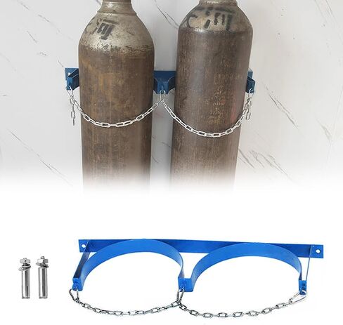 Oxygen Cylinder Rack,Adjustable Steel Propane Bottle Holder with Wall Mount Bracket, Fixed Shelf for Gas Cylinder & Fire Extinguisher, Ideal for Laboratory & Factory (Large 39.4in/ in Saudi Arabia
