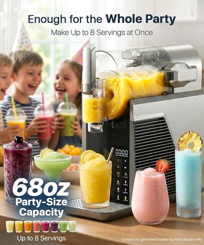 Slushie Machine for Home, No Ice Needed Frozen Drink Maker, 68oz Large Capacity with 360° QuickChill, 6 Presets & 10 Texture Settings, LED Touch Panel, Self-Cleaning for Margarita, Milkshake in Saudi Arabia