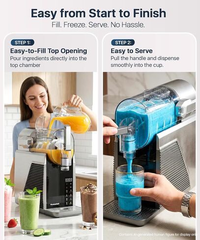 Slushie Machine for Home, No Ice Needed Frozen Drink Maker, 68oz Large Capacity with 360° QuickChill, 6 Presets & 10 Texture Settings, LED Touch Panel, Self-Cleaning for Margarita, Milkshake in Saudi Arabia