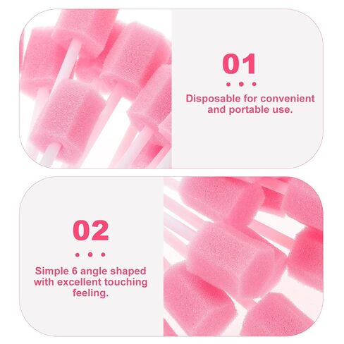 Gadpiparty Disposable Gently Clean Teeth and Gums Pink Sponge 200pcs Mouth Swabs with 6 Angle Shaped Sponge and Plastic Material for Oral Care for Household Supplies and Electronic Industry in Saudi Arabia