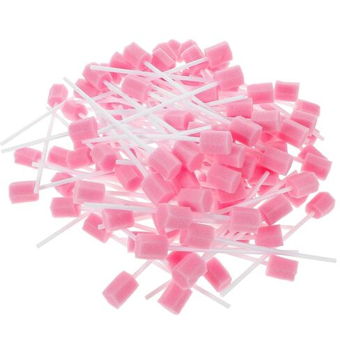 200pcs Disposable Pink Oral Swabs with 6-Angle Sponge and Plastic Material for Gentle Mouth and Teeth Cleaning, for Household Supplies and Oral Care Protection in Saudi Arabia