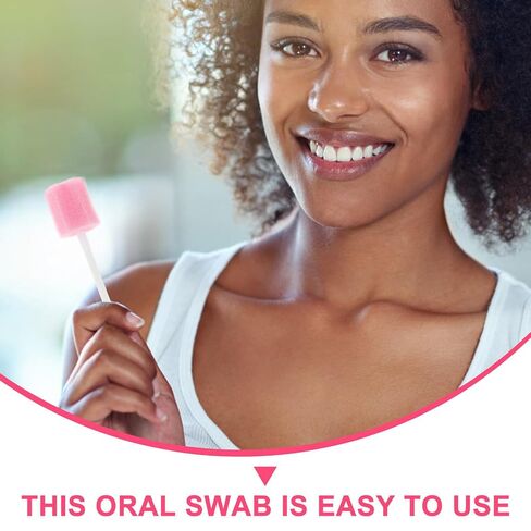 200pcs Disposable Pink Oral Swabs with 6-Angle Sponge and Plastic Material for Gentle Mouth and Teeth Cleaning, for Household Supplies and Oral Care Protection in Saudi Arabia