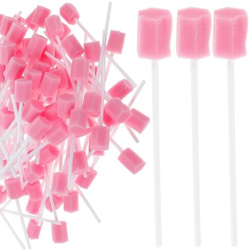Disposable, Mouth Oral Swabs Sponge 200pcs Pink for Care Soft Tasteless Sponge and Plastic Material, 6 Angle Shaped Design for Effective Cleaning Teeth Household Supplies in Saudi Arabia
