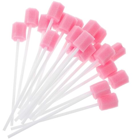 Didiseaon Disposable and Sponge Mouth Care Swabs Pink 200pcs for Mouth, Tasteless Secure 6-Angle Shaped Sponge and Plastic Dental Cleaning Swabs Daily Oral Care for Gums in Saudi Arabia