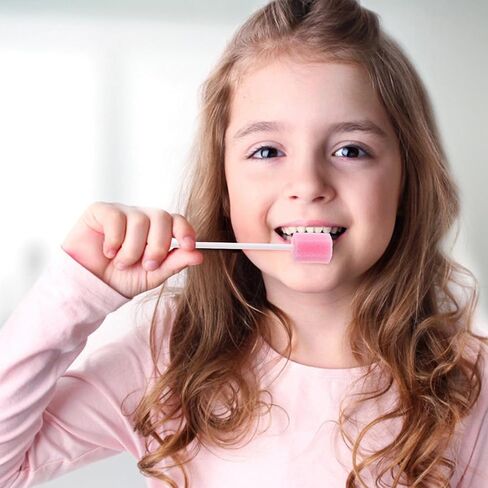 NUOBESTY Disposable Made of Sponge Mouth Swabs for Daily 200pcs Pink Oral Care, 6 Angle Shaped Dental Swabs Sponge and Plastic, Gently Clean Teeth and Mouth in Saudi Arabia
