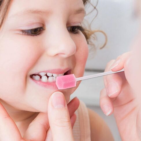NUOBESTY Disposable Made of Sponge Mouth Swabs for Daily 200pcs Pink Oral Care, 6 Angle Shaped Dental Swabs Sponge and Plastic, Gently Clean Teeth and Mouth in Saudi Arabia