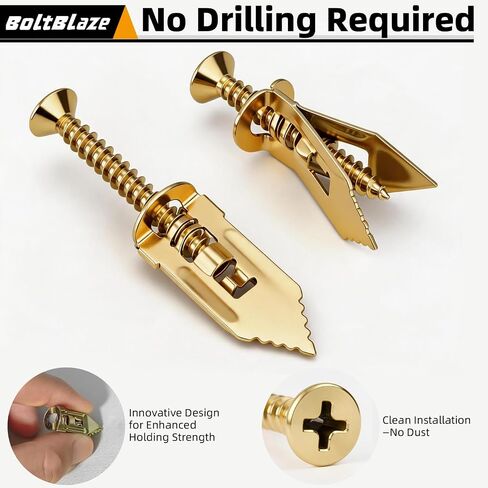 44PCS Self-Drilling Drywall Anchors with Screws Kit - 4PCS Hooks, Heavy Duty Sheetrock Anchors and Screws, No Drill Required, Holds Up to 66 lbs, Ideal for TV, Shelves, Picture Frames in Saudi Arabia