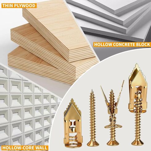 44PCS Self-Drilling Drywall Anchors with Screws Kit - 4PCS Hooks, Heavy Duty Sheetrock Anchors and Screws, No Drill Required, Holds Up to 66 lbs, Ideal for TV, Shelves, Picture Frames in Saudi Arabia