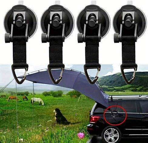 4Pcs Universal Car Suction Cup Anchor Securing Hook Tie Down Camping Tarp As Car Side Awning Outdoor Motorhomes Vans Accessories in Saudi Arabia