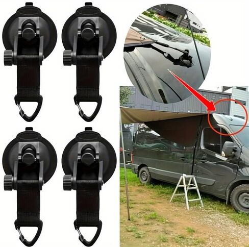 4Pcs Universal Car Suction Cup Anchor Securing Hook Tie Down Camping Tarp As Car Side Awning Outdoor Motorhomes Vans Accessories in Saudi Arabia