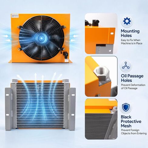 AH1417T-CA Hydraulic Oil Cooler, DC12V 120W 150L/min Air-Cooled Fan Radiator, 2MPa Industrial Cooling System for Hydraulic/Lubrication/Transmission Oil Systems in Saudi Arabia