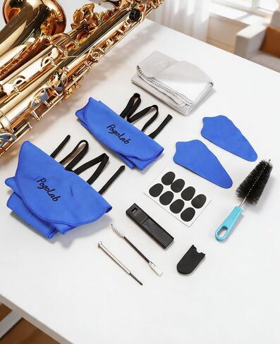 POGOLAB Alto Saxophone Cleaning Kit, 10-in-1 Instrument Care Set with Sax Swab, Microfiber Cloth, Brush, Mouthpiece Pad, Screwdriver, Thumb Rest & Reed Box, Daily Maintenance for Alto Sax/Clarinet in Saudi Arabia
