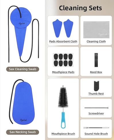 POGOLAB Alto Saxophone Cleaning Kit, 10-in-1 Instrument Care Set with Sax Swab, Microfiber Cloth, Brush, Mouthpiece Pad, Screwdriver, Thumb Rest & Reed Box, Daily Maintenance for Alto Sax/Clarinet in Saudi Arabia