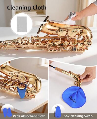 POGOLAB Alto Saxophone Cleaning Kit, 10-in-1 Instrument Care Set with Sax Swab, Microfiber Cloth, Brush, Mouthpiece Pad, Screwdriver, Thumb Rest & Reed Box, Daily Maintenance for Alto Sax/Clarinet in Saudi Arabia