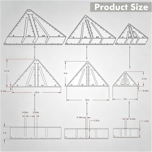 22.5°-90° Professional Heavy Duty Metalworking Miter Square, Welding Angle Layout Tool for Pipe Tubing Fabrication, Square Tubing, Pipe, Angle Iron, Framing and Saw Marking(10") in Kuwait