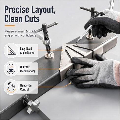 22.5°-90° Professional Heavy Duty Metalworking Miter Square, Welding Angle Layout Tool for Pipe Tubing Fabrication, Square Tubing, Pipe, Angle Iron, Framing and Saw Marking(10") in Kuwait