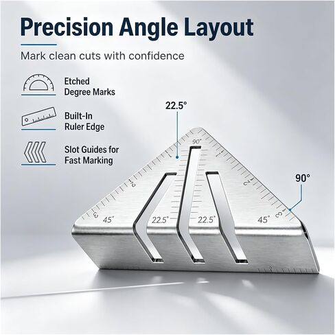 22.5°-90° Professional Heavy Duty Metalworking Miter Square, Welding Angle Layout Tool for Pipe Tubing Fabrication, Square Tubing, Pipe, Angle Iron, Framing and Saw Marking(10") in Kuwait