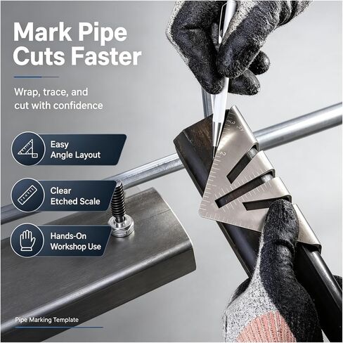 22.5°-90° Professional Heavy Duty Metalworking Miter Square, Welding Angle Layout Tool for Pipe Tubing Fabrication, Square Tubing, Pipe, Angle Iron, Framing and Saw Marking(10") in Kuwait