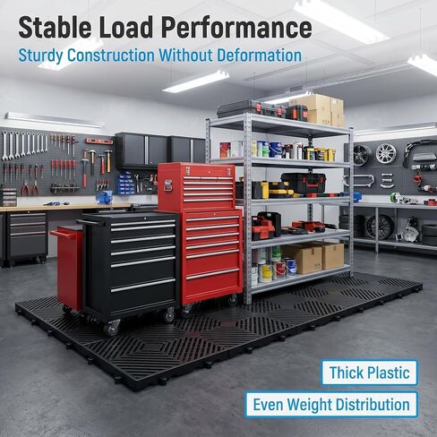 6 Pcs Plastic Pallets, 23.6x11.8x1.18 Inch Ventilated Storage Pad, Free Splicing，Waterproof Lightweight Stackable Utility Pallet for Garage, Basement, Kitchen & Storage Room（Black） in Kuwait