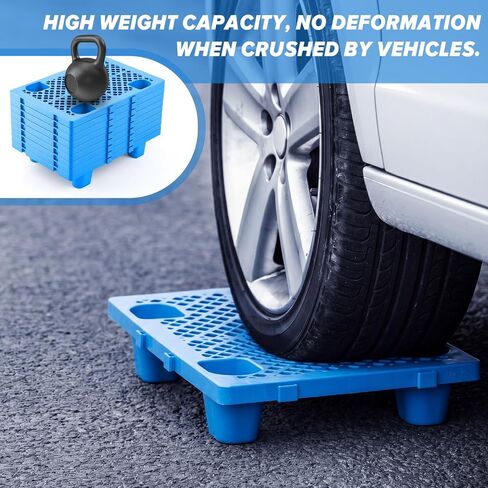10 Pack Plastic Pallets Nestable Moisture Waterproof Lightweight Floor Pallets with Breathable Grid for Garage Market Warehouse Restaurant Basement Storage(Blue,23.6 x 15.8 x 4.7 Inch) in Kuwait