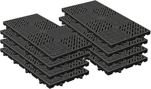 8 Pcs Black Grid Plastic Pallets, Waterproof Bulk Storage Pad Lightweight Nestable Pallets 23.6×11.8×1.18in for Basement Garage Storage, Outdoor Pet Cushion Kitchen in Kuwait