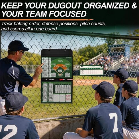 Portable&Foldable Baseball Lineup Board for Coaches to Manage Game&Practice | Pro Softball & Baseball Lineup Board for Dugout to Plan Winning Strategies, Control Lineups, Visualize Tactics & Review Stats in Kuwait