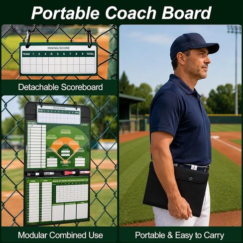 Portable&Foldable Baseball Lineup Board for Coaches to Manage Game&Practice | Pro Softball & Baseball Lineup Board for Dugout to Plan Winning Strategies, Control Lineups, Visualize Tactics & Review Stats in Kuwait