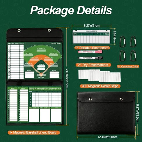 Portable&Foldable Baseball Lineup Board for Coaches to Manage Game&Practice | Pro Softball & Baseball Lineup Board for Dugout to Plan Winning Strategies, Control Lineups, Visualize Tactics & Review Stats in Kuwait