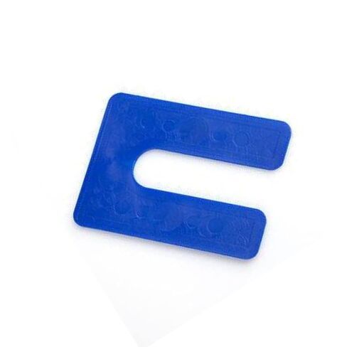 Glazelock GLZ23 Square Horseshoe Plastic Flat Shims Blue 1000pc/box. 1/16" Thick Shim 4" L x 3" W with 7/8" Slot (1000, 1/16") in Kuwait