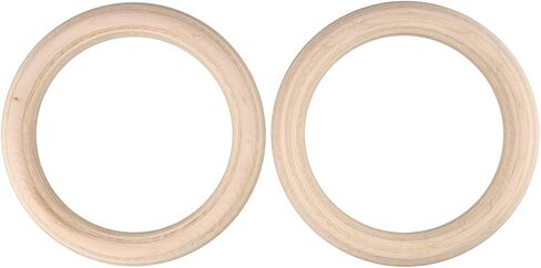 2 Pcs Wood Gymnastics Rings, Solid Birch Home Fitness Pull Up Rings for Strength Training, Adjustable Straps for Indoor Outdoor Workout Exercises(25mm 19cm) in Kuwait