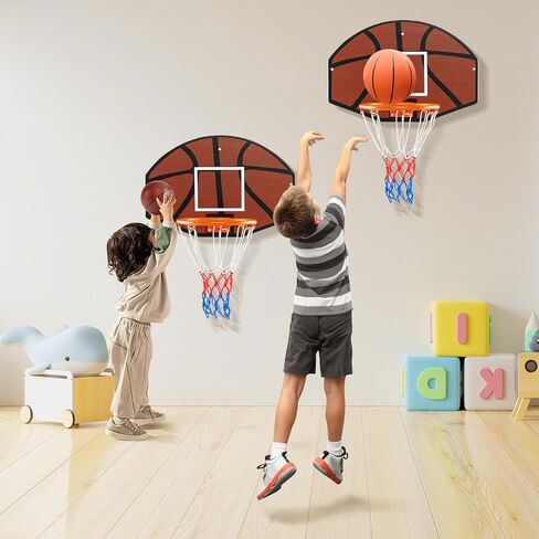 GYMAX Mini Basketball Hoop, Portable Wall Mounted Basketball Hoop with Shatterproof Backboard & All Weather Net, Mounting Hardware Included, Indoor Outdoor Basketball Goal for Kids, Teenagers, Adults in Kuwait