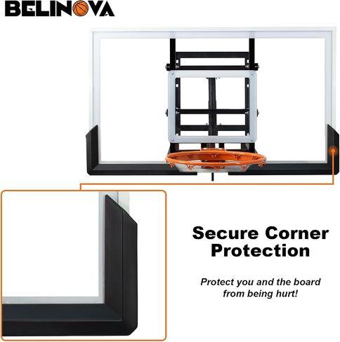 54" Basketball Hoop Wall Mount Adjustable-Height Backboard and Rim Indoor Outdoor Full Size Regulation Basketball Goal Wall Mounted for Gyms Garages Schools in Kuwait