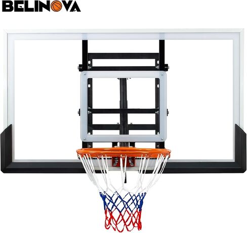 54" Basketball Hoop Wall Mount Adjustable-Height Backboard and Rim Indoor Outdoor Full Size Regulation Basketball Goal Wall Mounted for Gyms Garages Schools in Kuwait