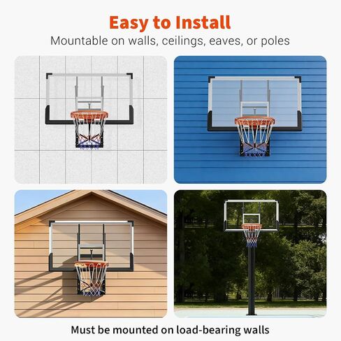 Garvee Basketball Hoop Outdoor Portable 44/48 Inch Backboard, 4.92-10ft Quickly Adjustable Basketball Goal System with Wheels for Court/Backyard/Driveway in Kuwait