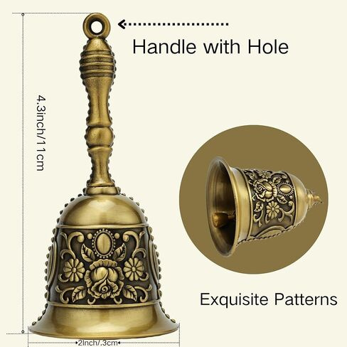 Super Loud Solid Brass Hand Call Bell, Handbell for Wedding, Classroom, Bedside, Table Bell,Dinner, Service, Cancer Bell,Meditation & Pet Training, Bronze Hand Bell in Kuwait
